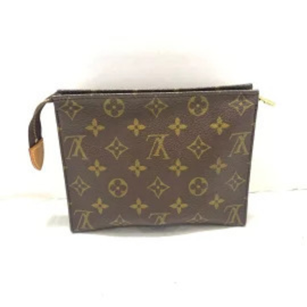 Louis Vuitton Pouch Canvas Pochette Toilette Monogram Clutch Brown